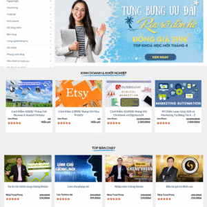 Thiết kế website bán khóa học udemy, unica, kyna